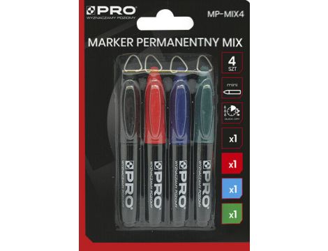 PRO MARKER PERNAMENTNY MIX BLISTER 4 SZTUKI  PRO-BL303