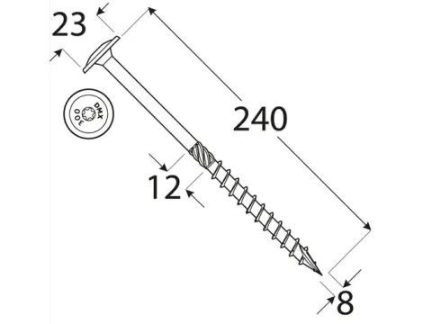 Wkręt ciesielski z łbem podkładkowym  DOMAX CT8X240 50SZT - 3