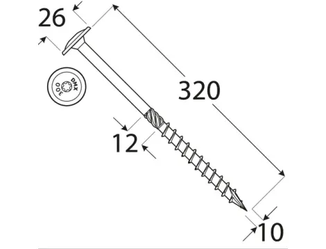 Wkręt ciesielski z łbem podkładkowym  DOMAX CT10X320 25SZT - 4